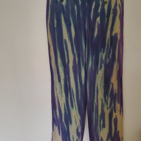 Tommy Bahama Silk navy blue white gray ivory summer dress pants 34 large striped - Picture 7 of 12